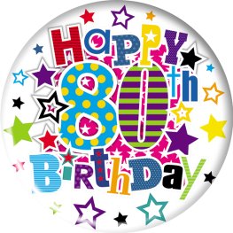 (image for) Age 80 Birthday Small Round Badges x6