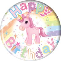 Happy Birthday Unicorn Small Round Badges x6