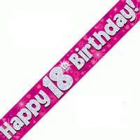 (image for) Happy 18th Birthday Pink Holographic Banner