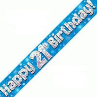 (image for) Happy 21st Birthday Blue Holographic Banner