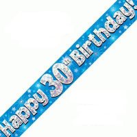 (image for) Happy 30th Birthday Blue Holographic Banner
