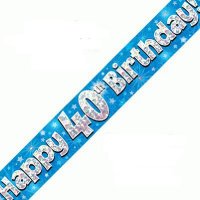 (image for) Happy 40th Birthday Blue Holographic Banner
