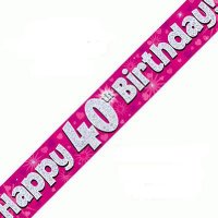 (image for) Happy 40th Birthday Pink Holographic Banner
