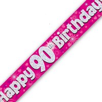 (image for) Happy 90th Birthday Pink Holographic Banner