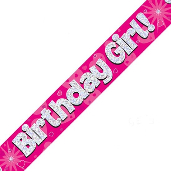 Birthday Girl Pink Holographic Banner | Go International, UK