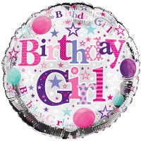 18" Birthday Girl Pink And Silver Foil Balloons