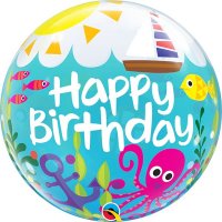 22" Happy Birthday Maritime Fun Single Bubble Balloons