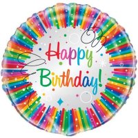 18" Happy Birthday Rainbow Ribbons Foil Balloons