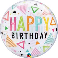 22" Happy Birthday Rainbow Triangles Single Bubble Balloons