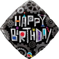 (image for) 18" Happy Birthday Robot Cogwheels Foil Balloons