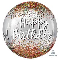 (image for) Happy Birthday Sequins Orbz Foil Balloons
