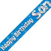 (image for) Happy Birthday Son Blue Holographic Banner