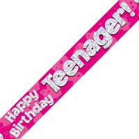 (image for) Happy Birthday Teenager Pink Holographic Banner