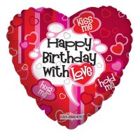 18" Happy Birthday With Love Foil Balloons