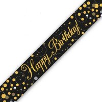 (image for) Black Sparkling Fizz Happy Birthday Holographic Banner