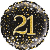 18" Black Sparkling Fizz 21st Birthday Foil Balloons