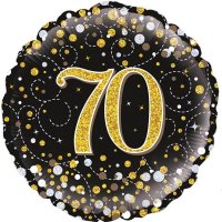 18" Black Sparkling Fizz 70th Birthday Foil Balloons