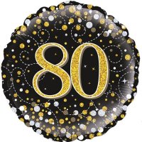 (image for) 18" Black Sparkling Fizz 80th Birthday Foil Balloons