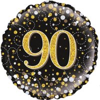 18" Black Sparkling Fizz 90th Birthday Foil Balloons