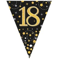 Happy 18th Birthday Black Sparkling Fizz Party Bunting