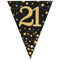 (image for) Happy 21st Birthday Black Sparkling Fizz Party Bunting