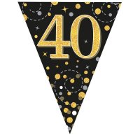 (image for) Happy 40th Birthday Black Sparkling Fizz Party Bunting