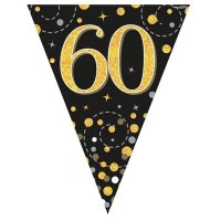 Happy 60th Birthday Black Sparkling Fizz Party Bunting