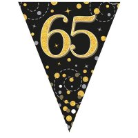 Happy 65th Birthday Black Sparkling Fizz Party Bunting