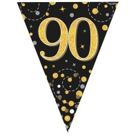Happy 90th Birthday Black Sparkling Fizz Party Bunting