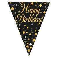 (image for) Happy Birthday Black Sparkling Fizz Party Bunting