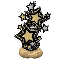 Black & Gold Star Cluster AirLoonz Large Foil Balloons
