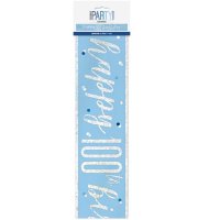 (image for) Blue & Silver Glitz Happy 100th Birthday Banner