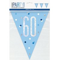 Blue & Silver Glitz Age 60 Flag Banner