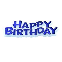 Blue Happy Birthday Motto Cake Topper