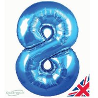 34" Oaktree Blue Number 8 Shape Balloons