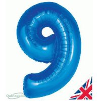 34" Oaktree Blue Number 9 Shape Balloons