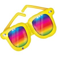 Rainbow Striped Sunglasses Shape Balloons
