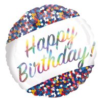 18" Happy Birthday Confetti Foil Balloons