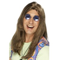 Brown Neil Hippy Wigs With Side Parting