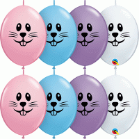 6" Bunny Face Quick Link Latex Balloons 50pk