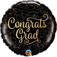 18" Congrats Grad Gold Doodles Foil Balloons