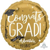 18" Congrats Grad & So The Adventure Begins Foil Balloons