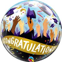 22" Congratulations Grad Caps Single Bubble Balloons