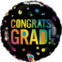 18" Congrats Grad Ombre Dots Foil Balloons