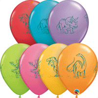 11" Dinosaurs In Action Latex Balloons 50pk