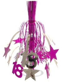 (image for) Age 18 Silver And Pink Star Fountain Decoration