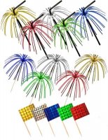 (image for) Multi Coloured Foil Picks Straws And Flags x36