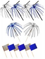 Blue And Silver Foil Picks Straws And Flags x36