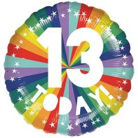 18" 13th Birthday Bright Rainbow Foil Balloons