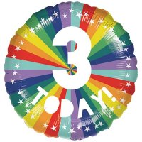 18" 3rd Birthday Bright Rainbow Foil Balloons